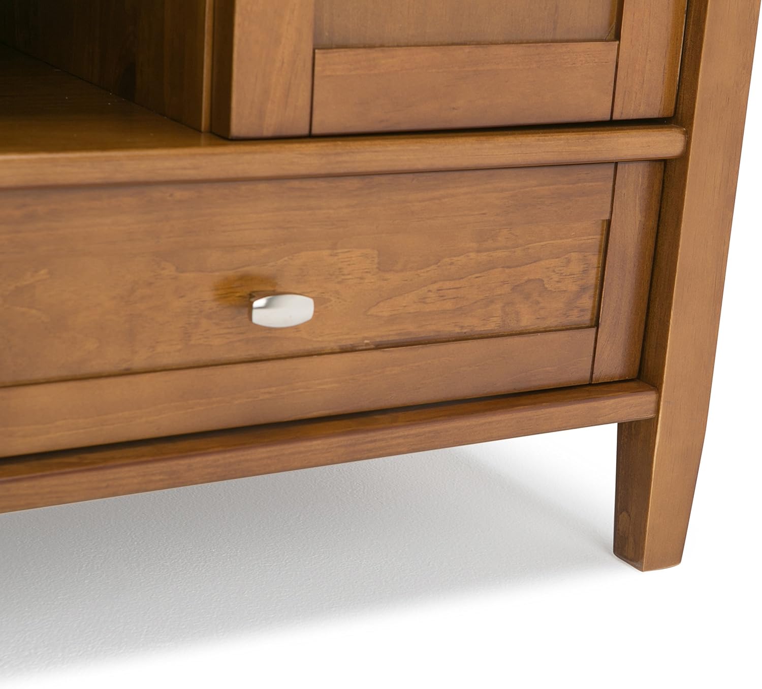 SIMPLIHOME Bedford SOLID WOOD Universal TV Media Stand, 53.9 inch Wide, Living Room Entertainment Center, Storage Cabinet with Glass Doors, for Flat Screen TVs up to 60 inches in Dark Tobacco Brown