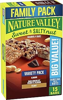 Nature Valley Sweet and Salty Nut Variety Pack, Peanut, Almond, and Dark Chocolate, Peanut and Almond Granola Bars, 15 ct