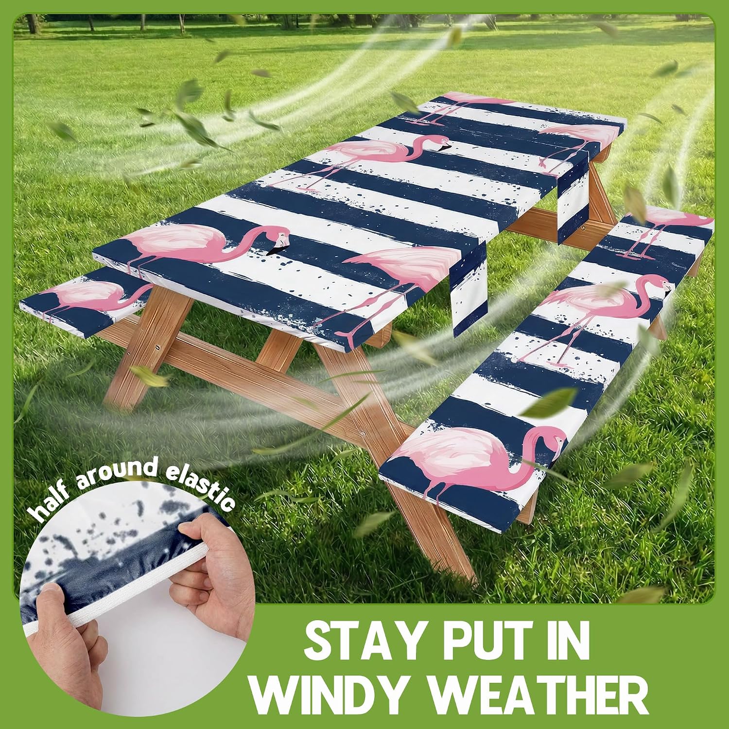 Picnic Table Cover with Bench Covers Elastic Table Cloth Cool Fun Unique Ideas Birthday Christmas Xmas Valentine's Day Camping Gifts for Camper RV Owner Camping Lovers Couple Women Men Mother Father image 3