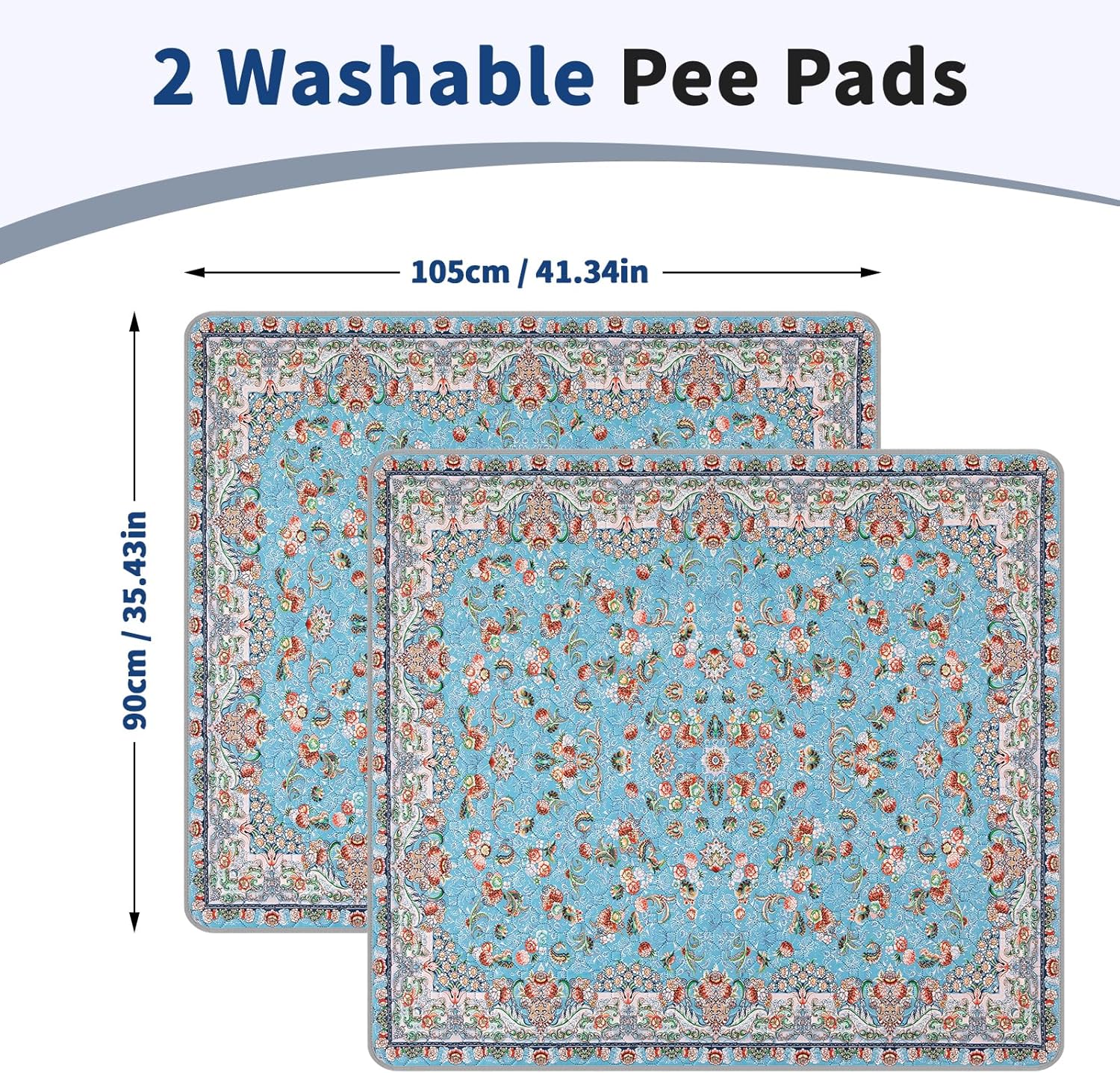 Washable Pee Pads for Dogs and Cats, Non-Slip and Leak-Proof Pee Pads, 100% Waterproof Reusable Puppy Training Mats for Puppy Playpen, Crate, Whelping Box, Potty Training