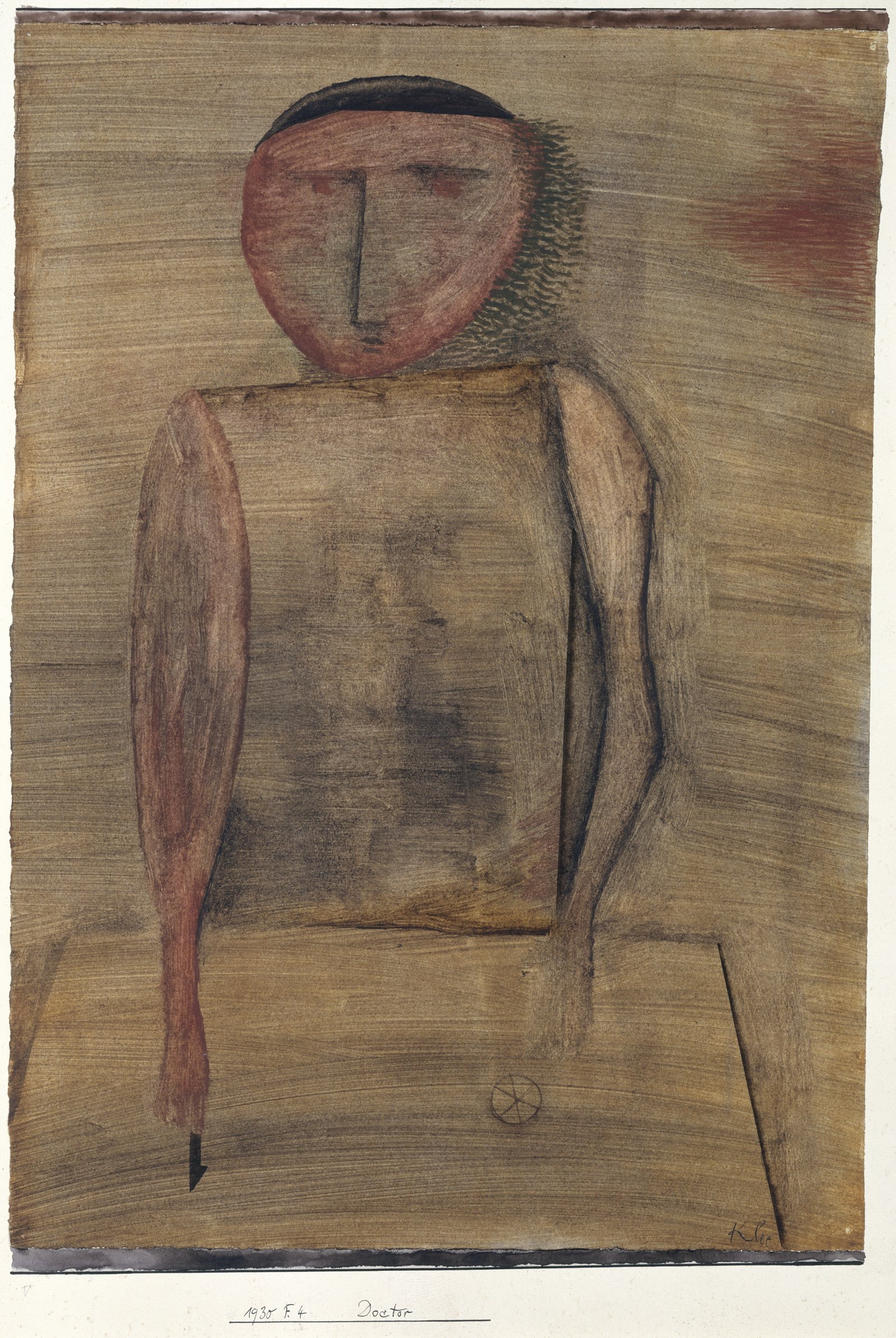 Tableau Paul Klee Doctor grand format avec cadre marron pour decoration salon