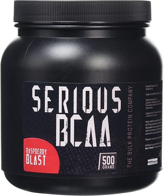 The Bulk Protein Company Serious BCAA Powder 500g, 100 Servings Pre Workout - Helps Build Muscle - Raspberry Blast