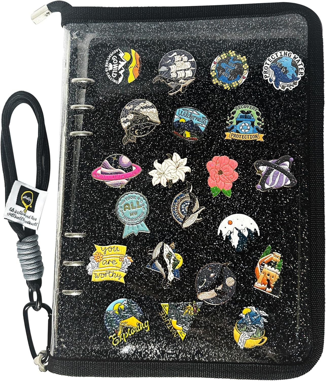 Pin Display Book Pin Collection Binder Holder Trading Book with 8-Page Display Boards A5 Brooch Pin Storage Organizer Binder Album for Travel Collectors (Black)