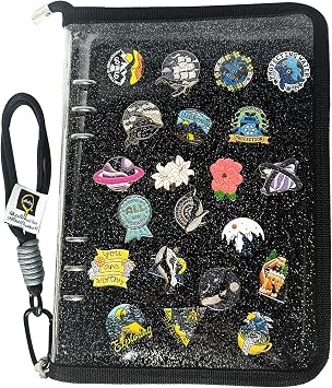 Pin Display Book Pin Collection Binder Holder Trading Book with 8-Page Display Boards A5 Brooch Pin Storage Organizer Binder Album for Travel Collectors Black