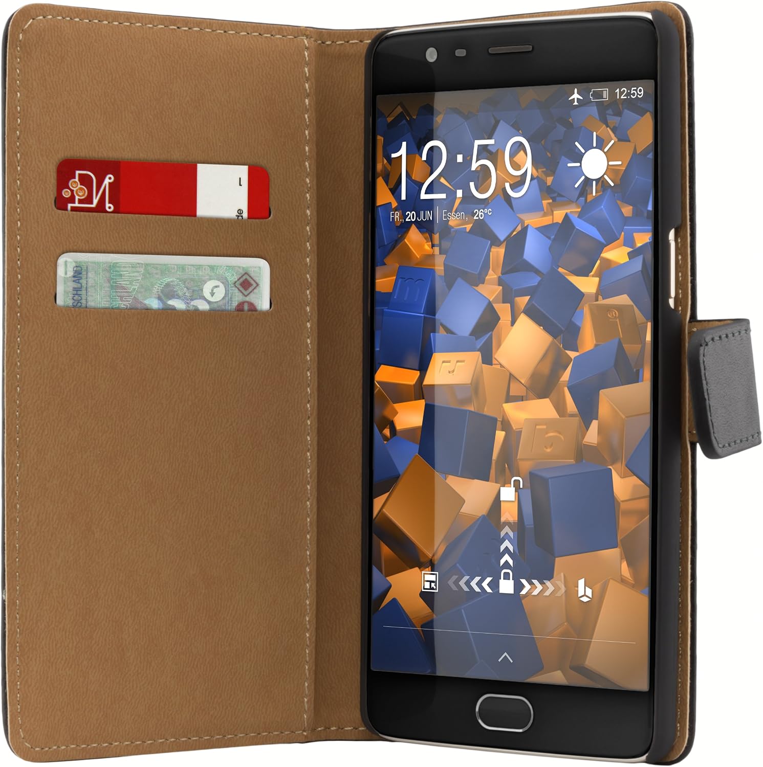 mumbi Book-Style Case Compatible with OnePlus 3 / OnePlus 3T Black
