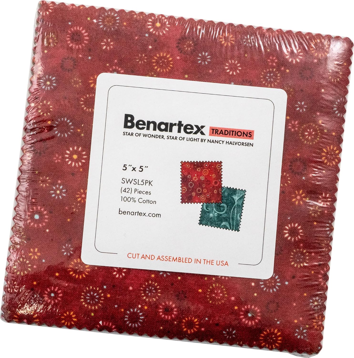 Nancy Halvorsen Star of Wonder, Star of Light 5X5 Pack 42 5-inch Squares Charm Pack Benartex, Assorted, SWSL5PK