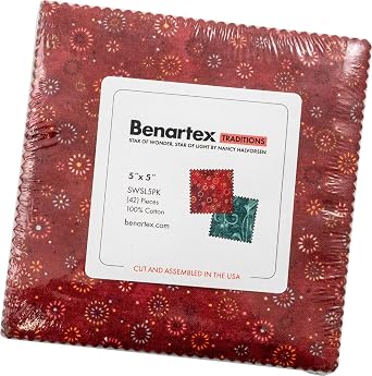 Nancy Halvorsen Star of Wonder, Star of Light 5X5 Pack 42 5-inch Squares Charm Pack Benartex, Assorted, SWSL5PK