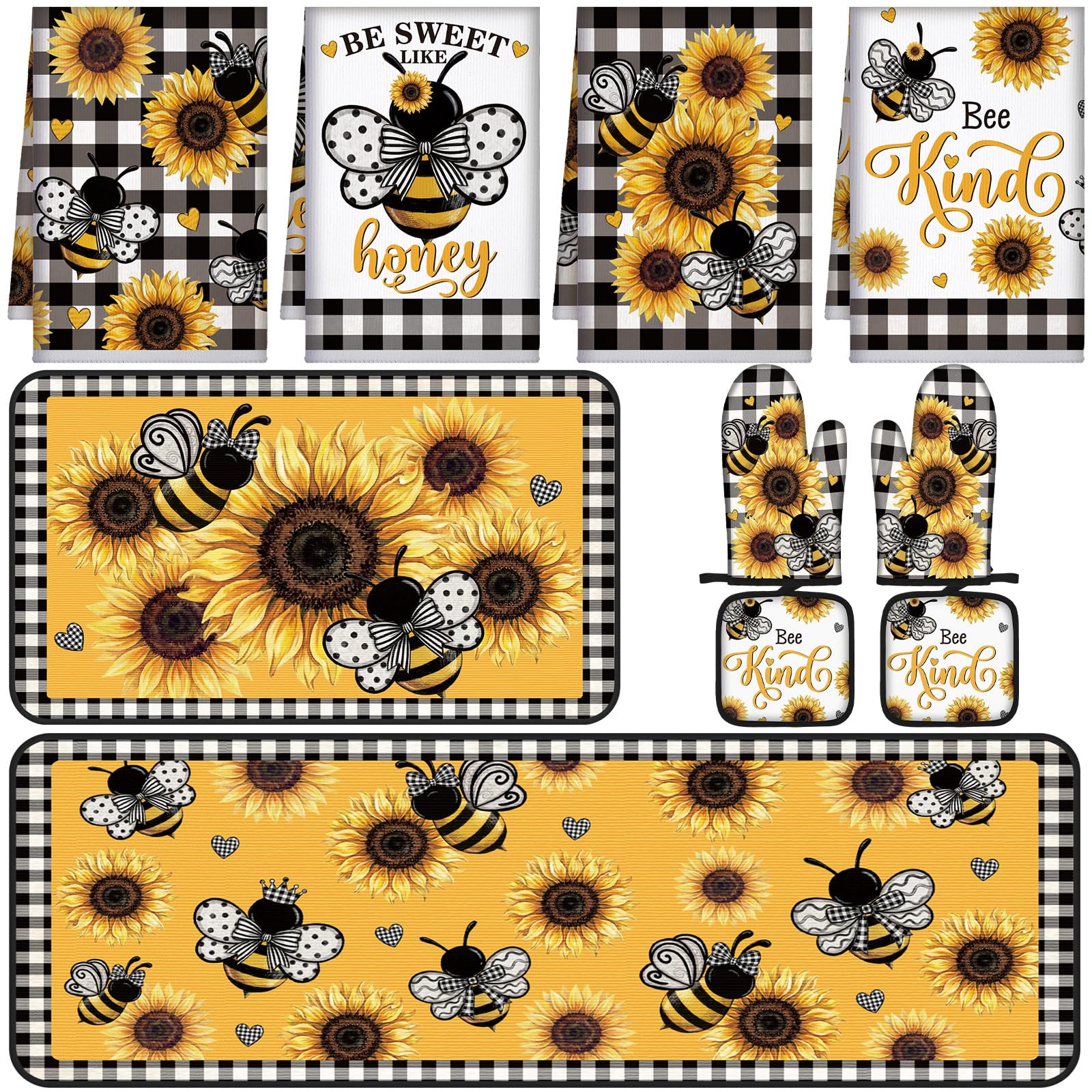 Fourluoo Kitchen Towels & Oven Mitts Set - Farmhouse Decor -10