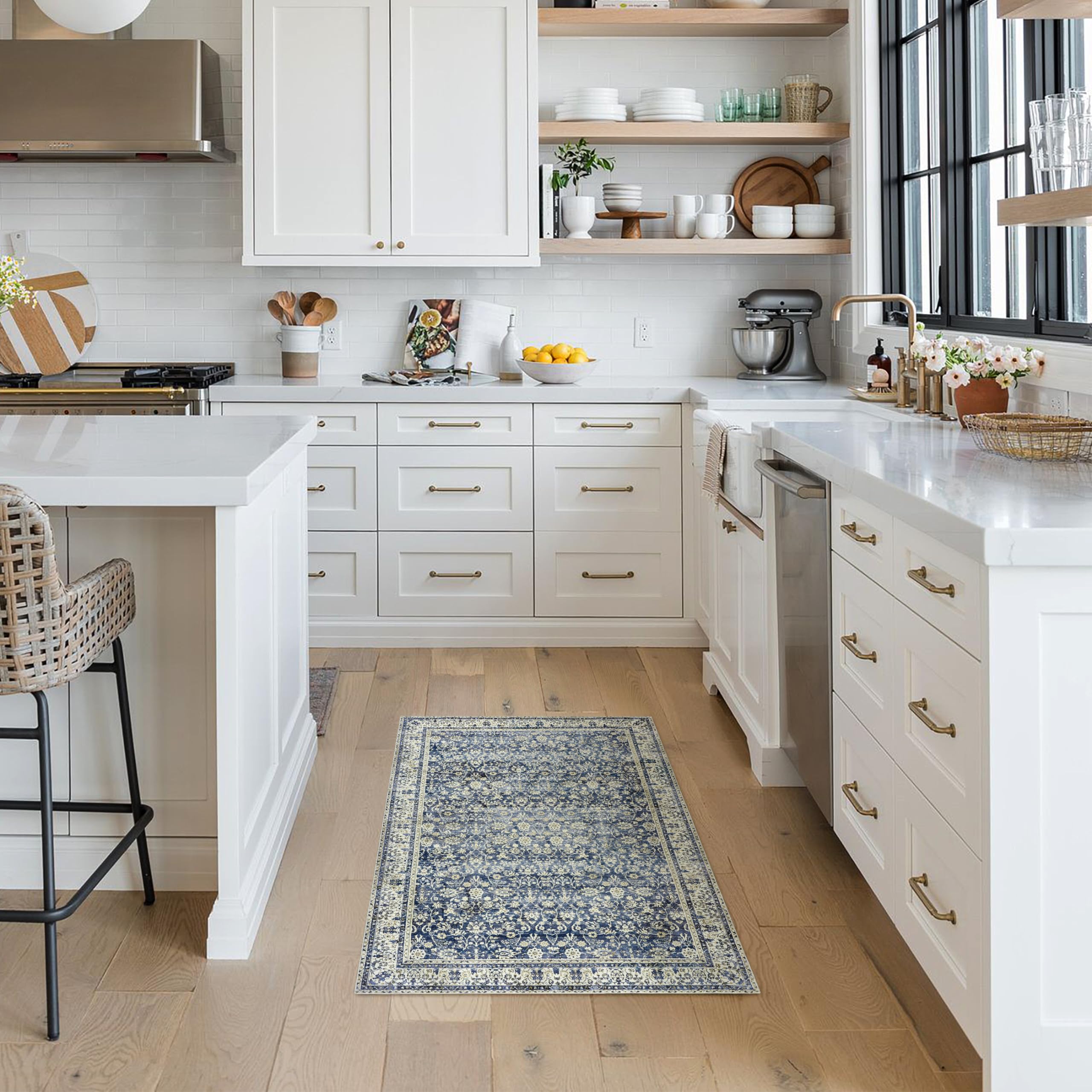 Blue Rug Kitchen Rug Blue Kitchen Rugs Small Entryway Door Mat Non Slip Washable Boho ...