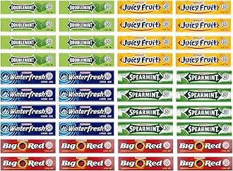 Wrigley's Chewing Gum Assortment 40 Packs - 8 packs of Each (5 Flavors) Doublemint, Spearmint, Juicy Fruit, Big Red, Winterfresh Bulk Gum