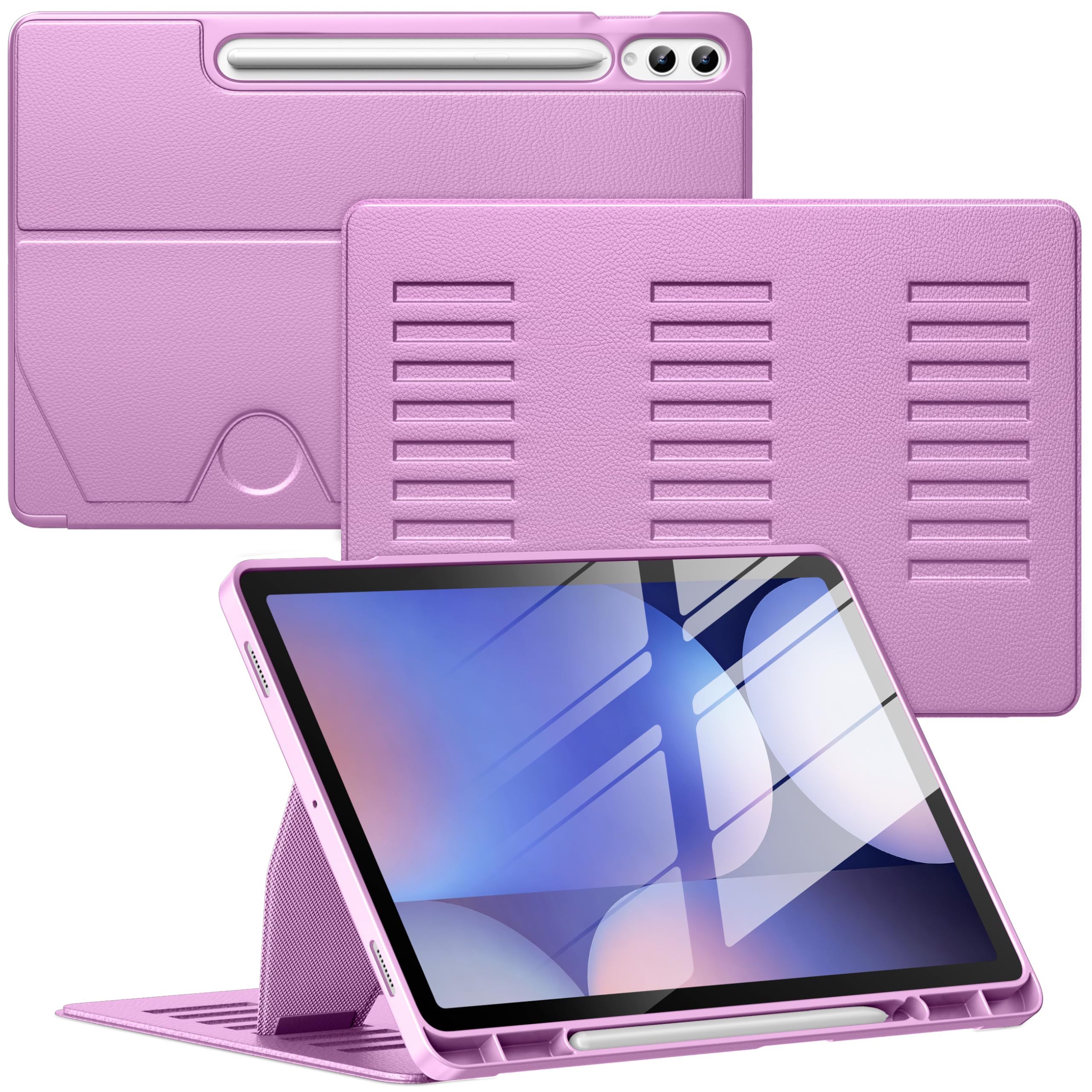 VIKESI Custodia per Samsung Galaxy Tab S10+ Plus 12,4" 2024 | Copertura con supporto multiangolare, retro morbido, portapenne, funzione automatica sleep/wake, viola