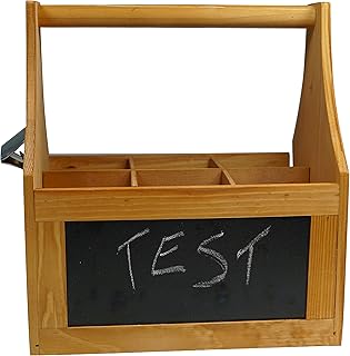 khevga Panier à Bouteilles en Bois véritable (mâchoir) avec Ouverture et Table pour écrire – Porte-bière 6 Bouteilles 0,5 l