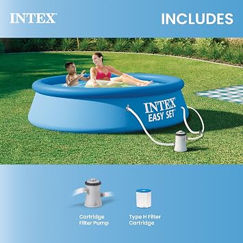 Intex Easy Set 8ft x 24in Inflatable Ring Above Ground Pool Set w/Pump