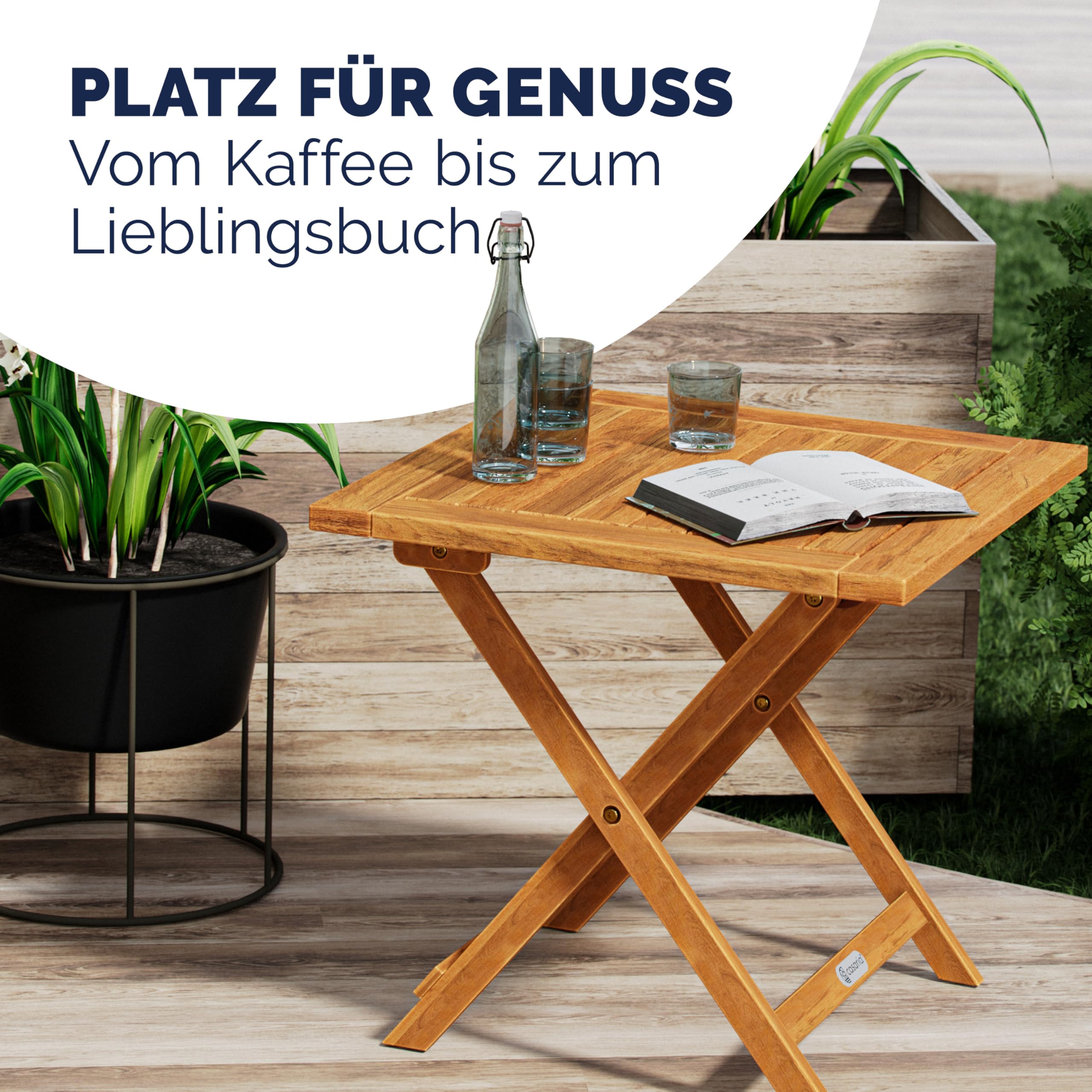 Casaria® Beistelltisch Holz Vollmontiert Klappbar 80kg Belastbar Balkon
