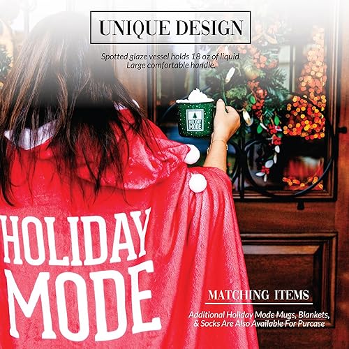 Miniatura 4 de Pavilion Gift Company - Modo festivo: taza de cerámica de 18 onzas, verde con acabado moteado, taza de café duradera de pared gruesa estilo