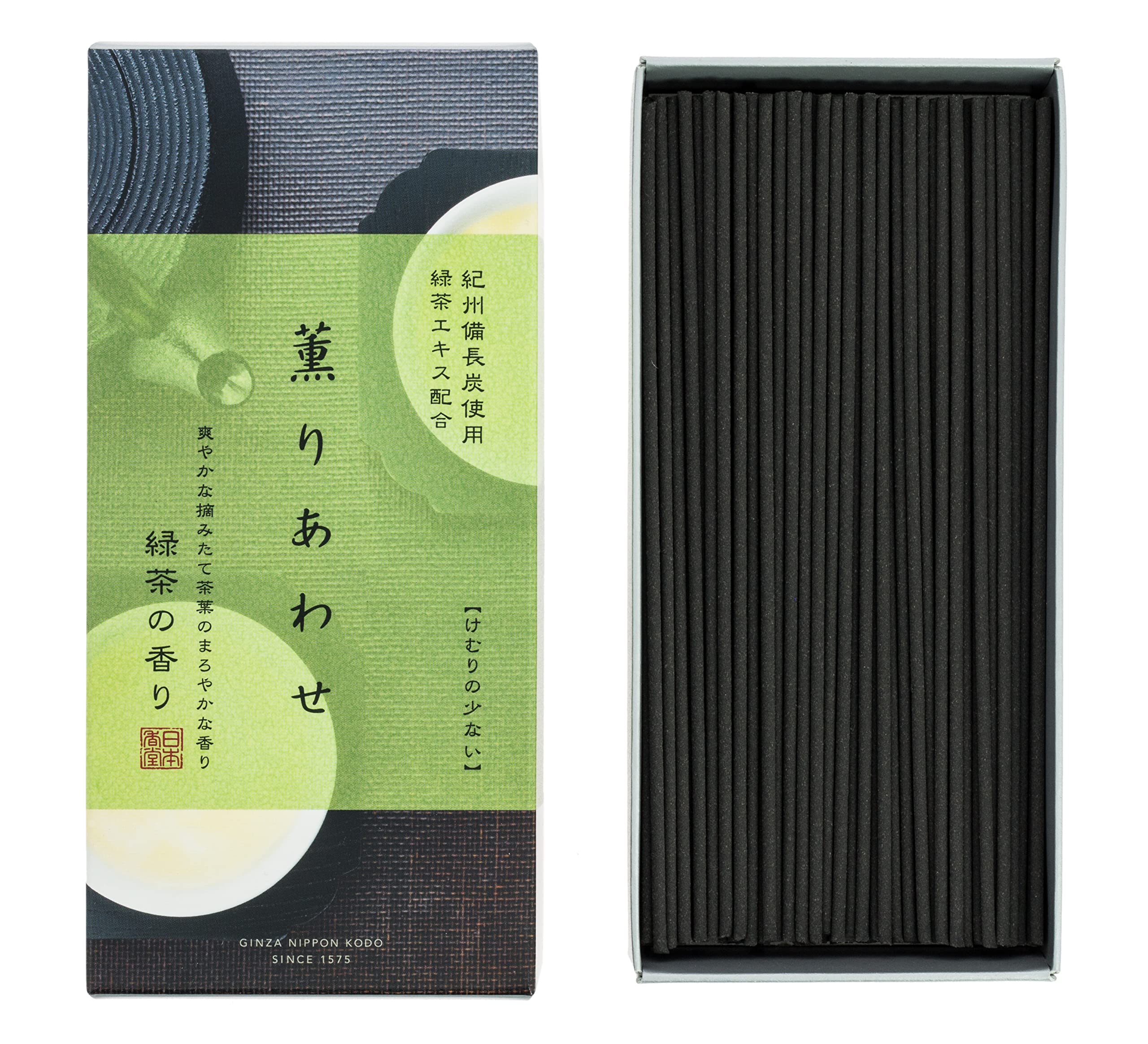 日本香堂 線香 緑茶の香り 長さ140mm 内容量90g 薫りあわせ M-23602 : Home & Kitchen