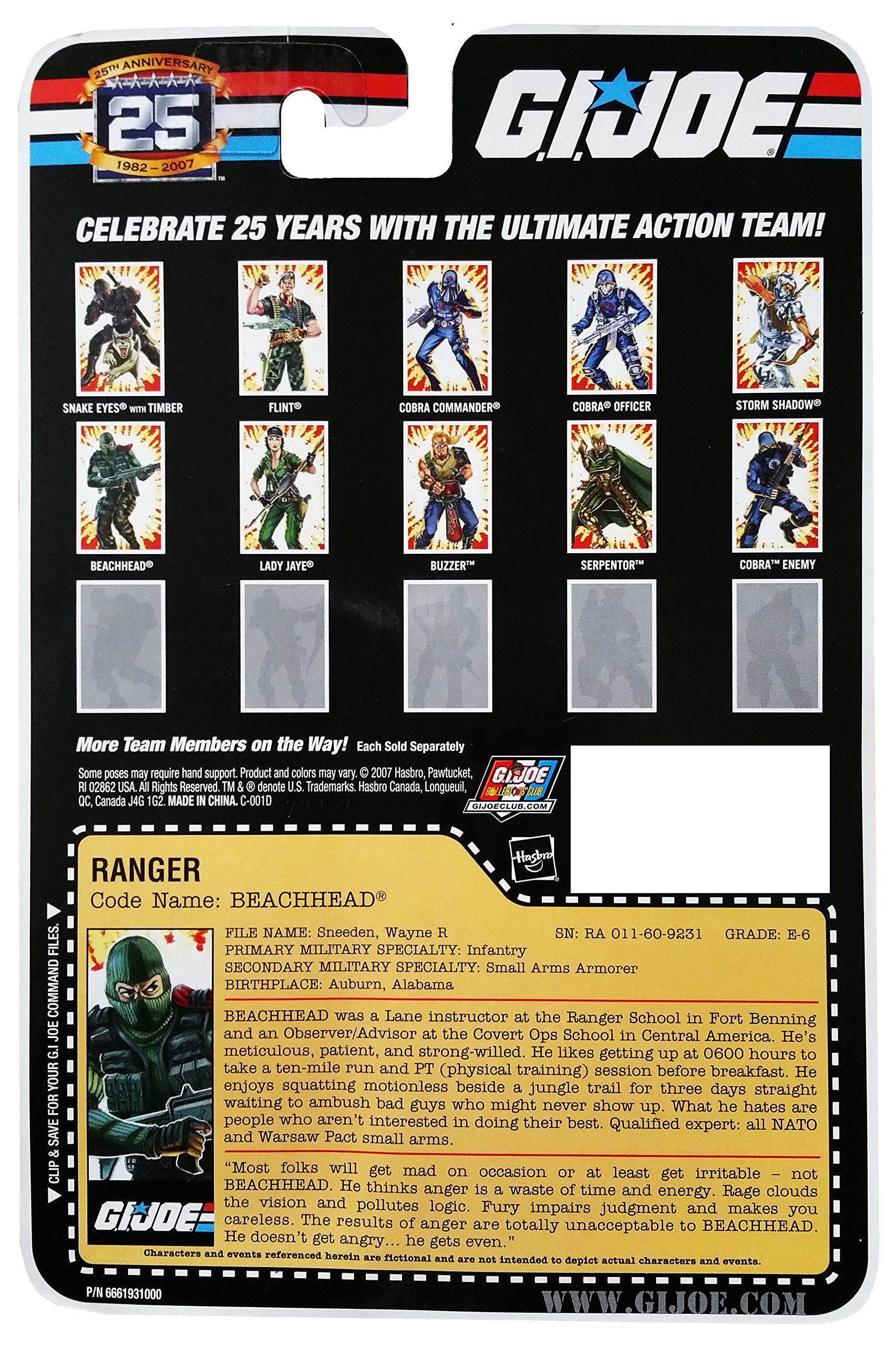 G.I. Joe 25th Anniversary: Beachhead (Ranger) 3.75 Inch Action