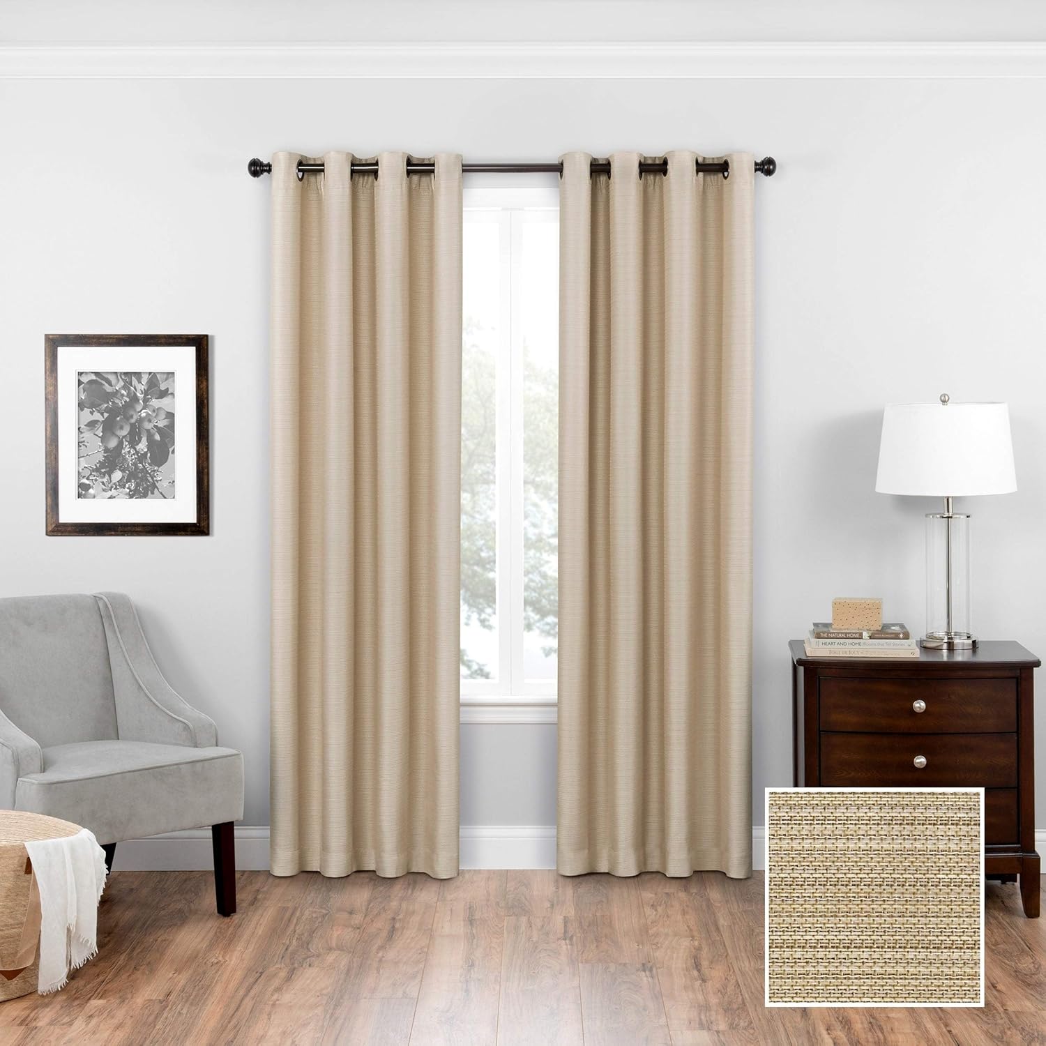 ECLIPSE Bryson Modern Blackout Thermal Grommet Window Curtain for Bedroom or Living Room (1 Panel), 52" x 95", Latte