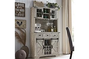 Spacious Farmhouse Bar Cabinet with Sliding Barn Door