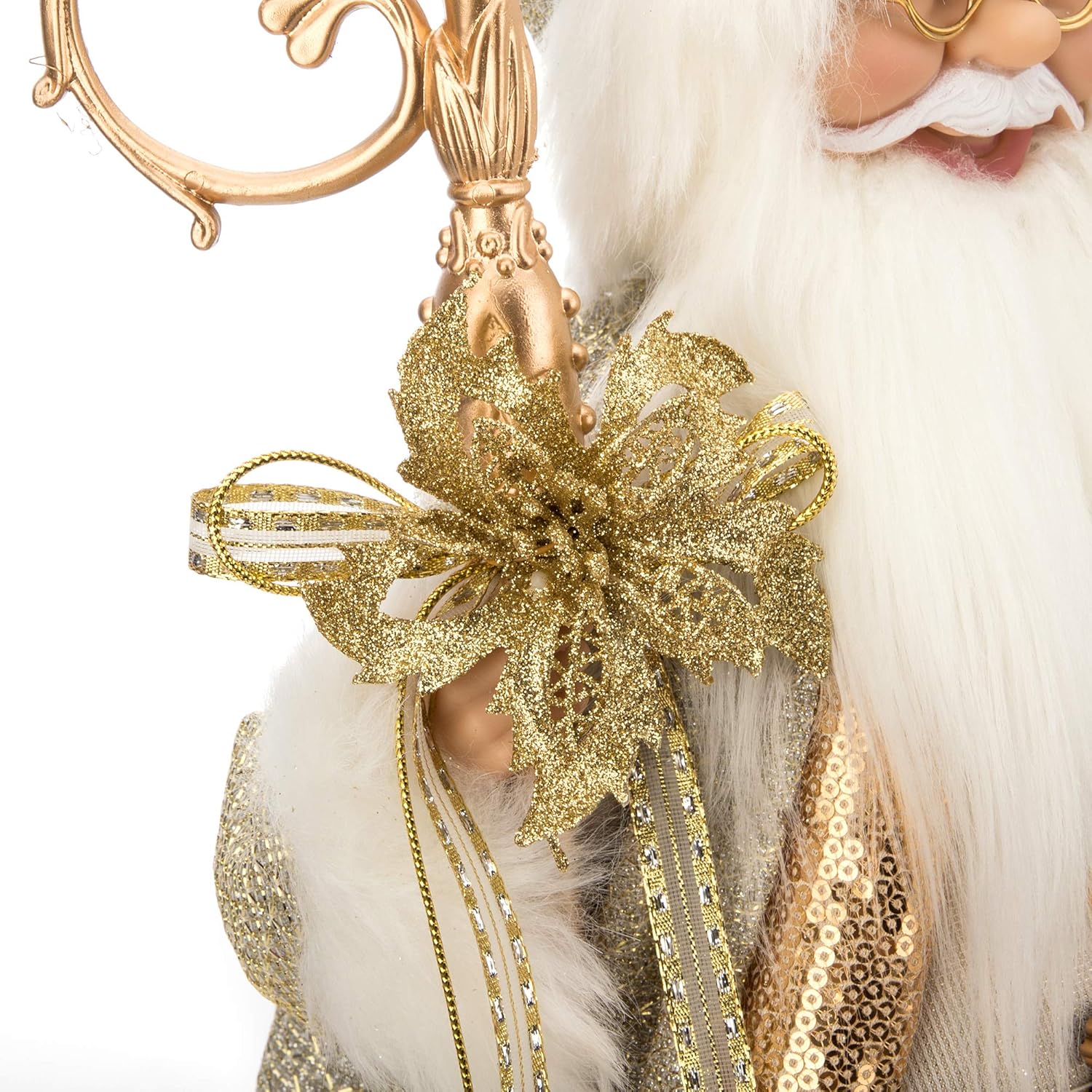GEDLIRE 18 inch Christmas Santa Claus Figurine, Christmas Ornament Standing Santa Claus Figure Doll Decorations, Xmas Gift for Winter Holiday Party Indoor Home Decor, Gold : Home & Kitchen