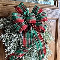 Vista 33 de Arco de corona de arpillera negra con alambre, 10 pulgadas de ancho, colas largas de 18 pulgadas, cinta de Navidad, decoración de puerta delantera