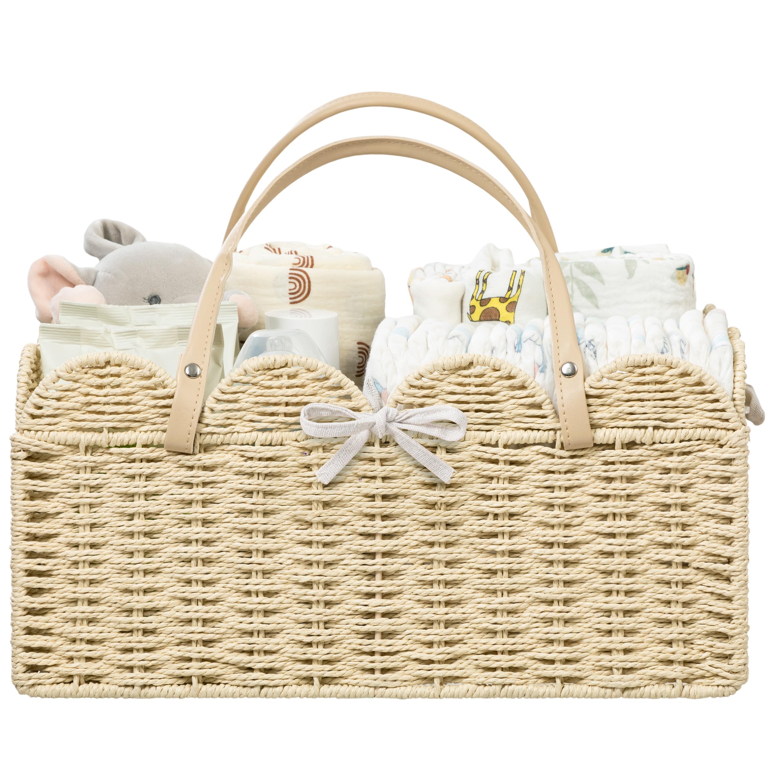 HBlife Organizador de pañales grande para bebé, cestas de almacenamiento de cuerda de papel con divisor extraíble, organizador portátil de coche para pañales, regalos de baby shower, artículos