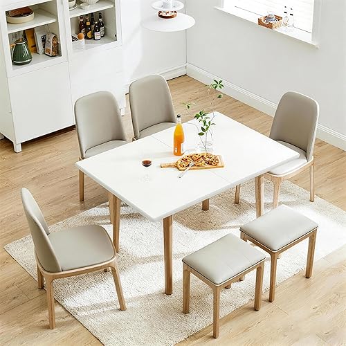 47" Wooden Foldable Kitchen Table Dining Table Rotating Table 4-6