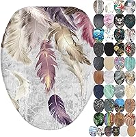 Vista 17 de SANILO Asiento de inodoro de madera con cierre suave [alargado] – Asiento de madera moldeada decorativo, silencioso y de cierre lento – Con fuertes