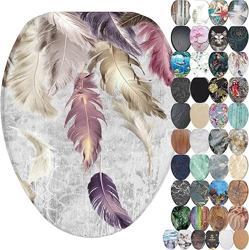 Miniatura 17 de SANILO Asiento de inodoro de madera con cierre suave [alargado] – Asiento de madera moldeada decorativo, silencioso y de cierre lento – Con fuertes