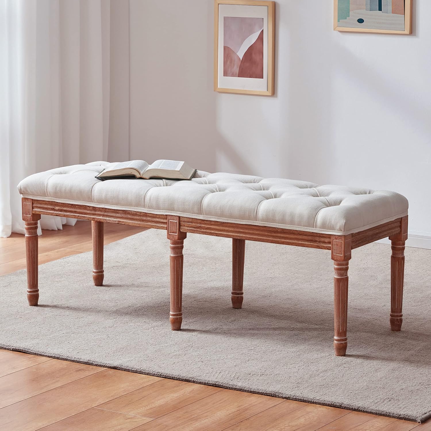 Tbfit ButtonTufted Entryway Bench Seat, Upholstered End of