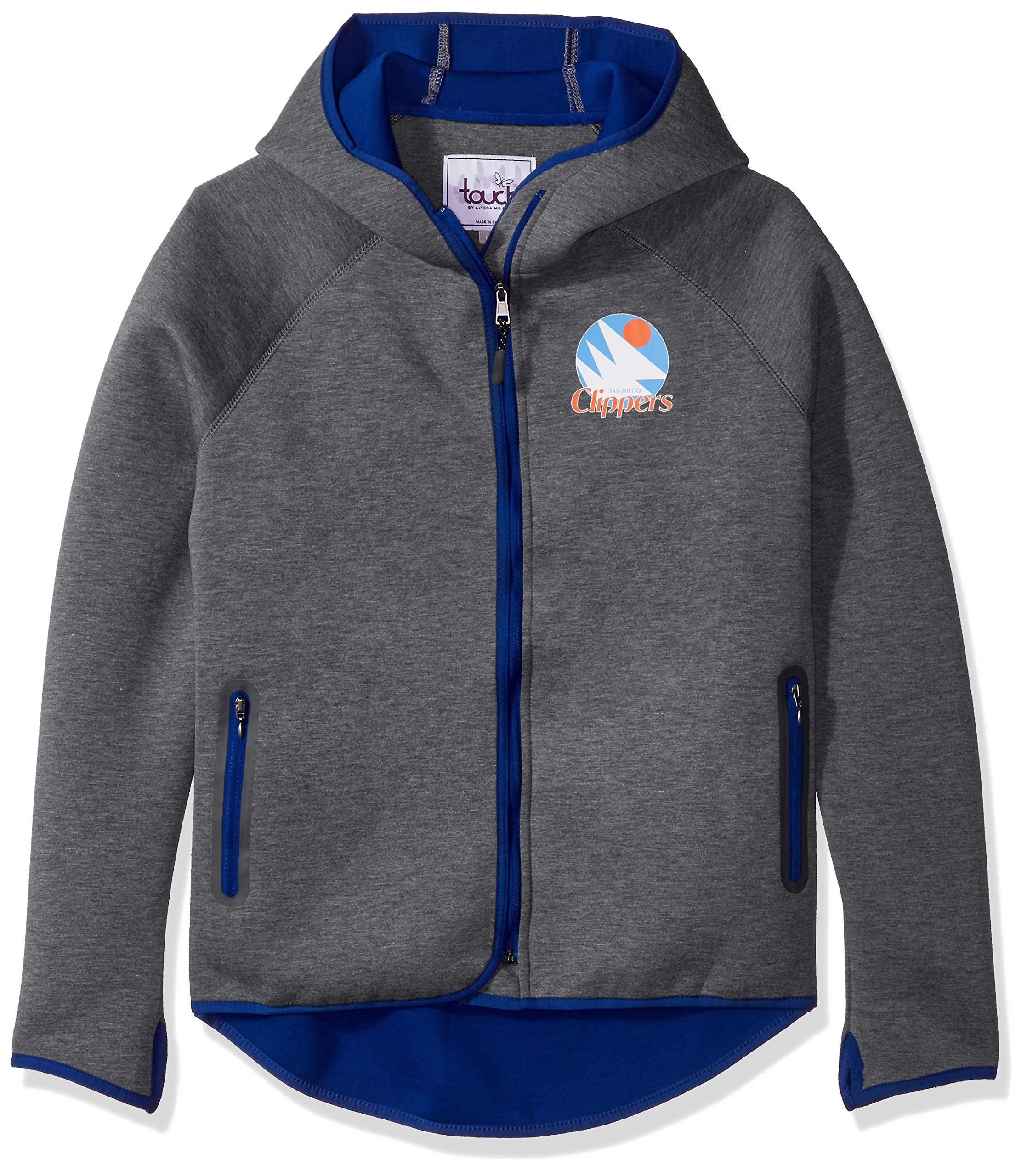 Touch by Alyssa Milano NBA San Diego Clippers Drop Kick Jacket, Medium, Heather Grey