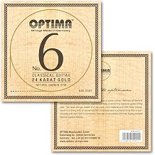 OPTIMA Guitar Strings, No. 6. GCHT 24K Gold, Natural Carbon, High Set