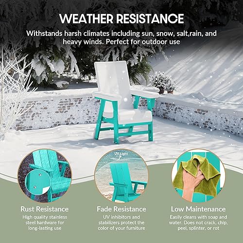 Vista 95 de WestinTrends Malibu Malibu Patio al aire libre HDPE plástico Adirondack silla comedor teca