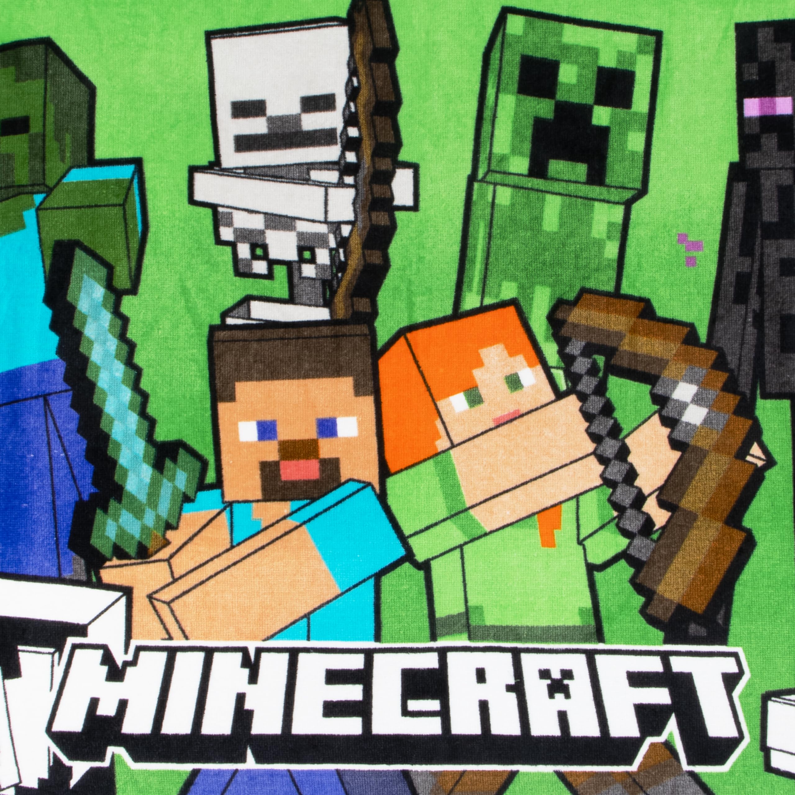 Minecraft Asciugamano Bambini Mare, Accappatoio Poncho con Cappuccio Creeper, Telo Mare Cotone bambini per piscina o spiaggia, taglia unica
