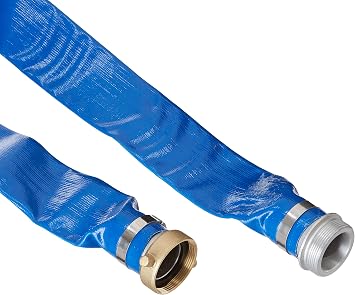Apache 98138040 2" x 25 Blue PVC Lay-Flat Discharge Hose with Aluminum Pin Lug Fittings