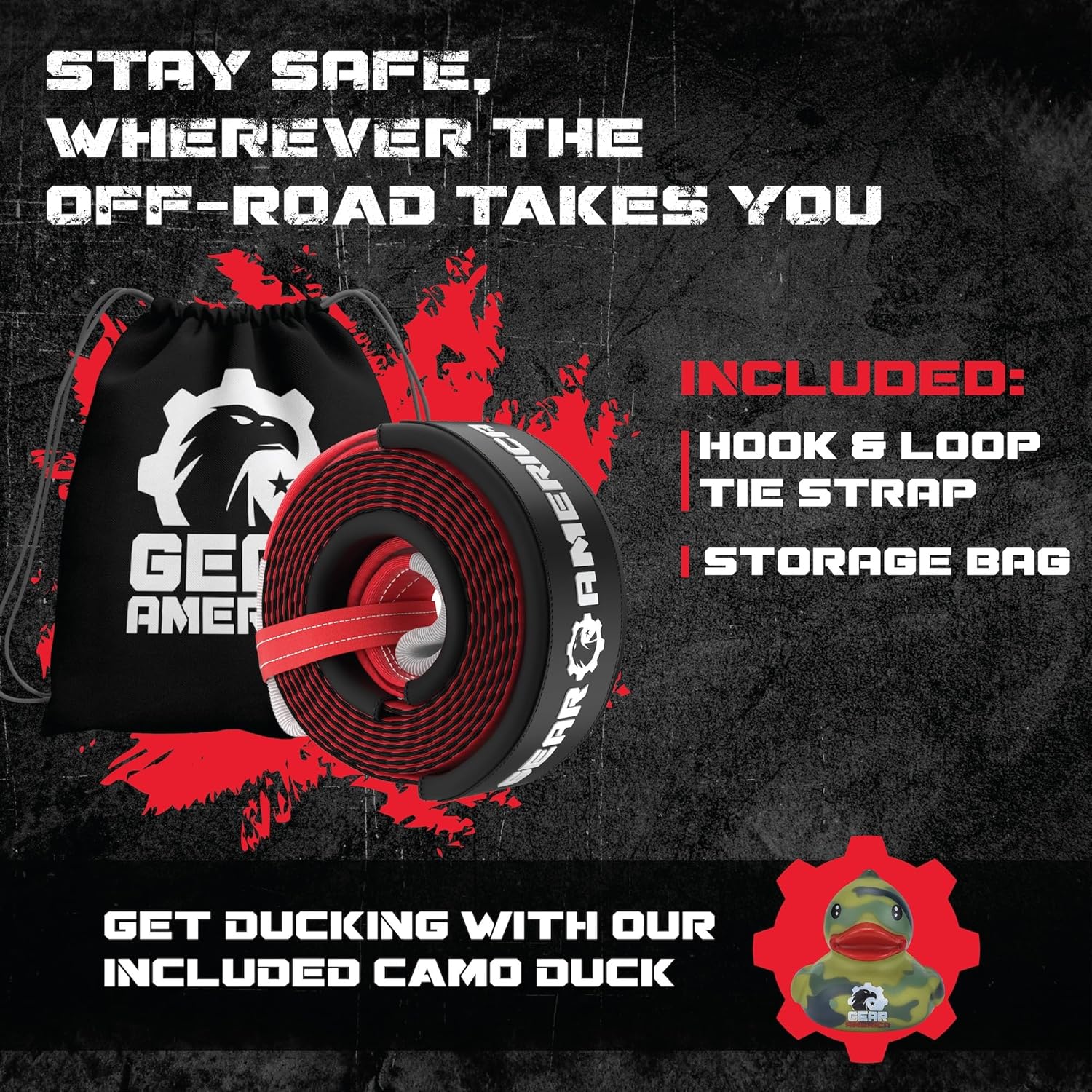 GearAmerica Heavy Duty 3"x20' Tow & Winch Strap - Tree Saver with 35,053 lb Break Strength - Offroad Recovery Rope, Weather Resistant - Triple Reinforced Loops (Red) - Tow Strap - Image 5