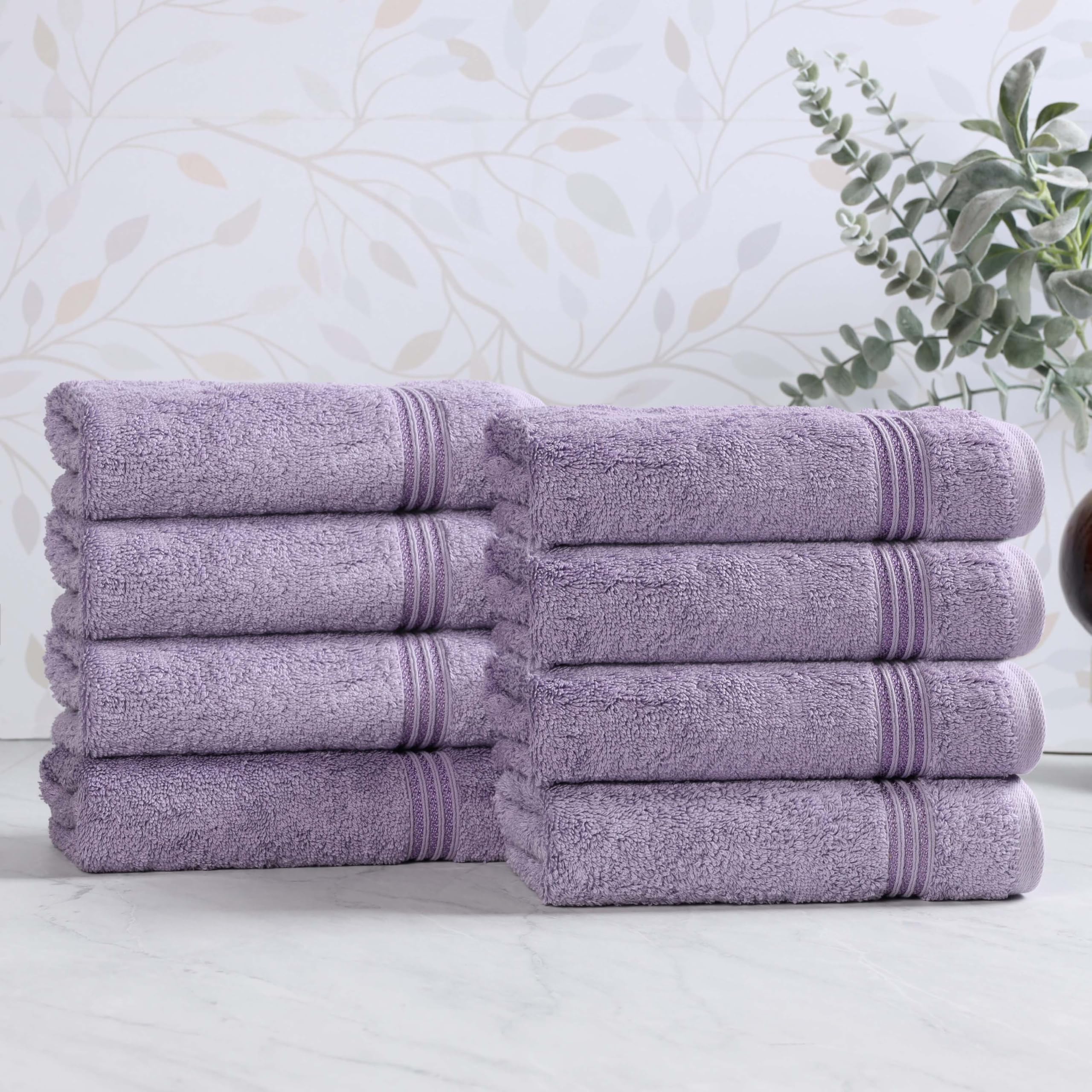 Superior Heritage Egyptian Cotton Hand Towel Set, Heavyweight Towels for Bathroom, Kitchen, Spa, Home Decor Essentials, Highly Absorbent, Plush Hotel Quality, Includes 8 Hand Towels, Royal Purple