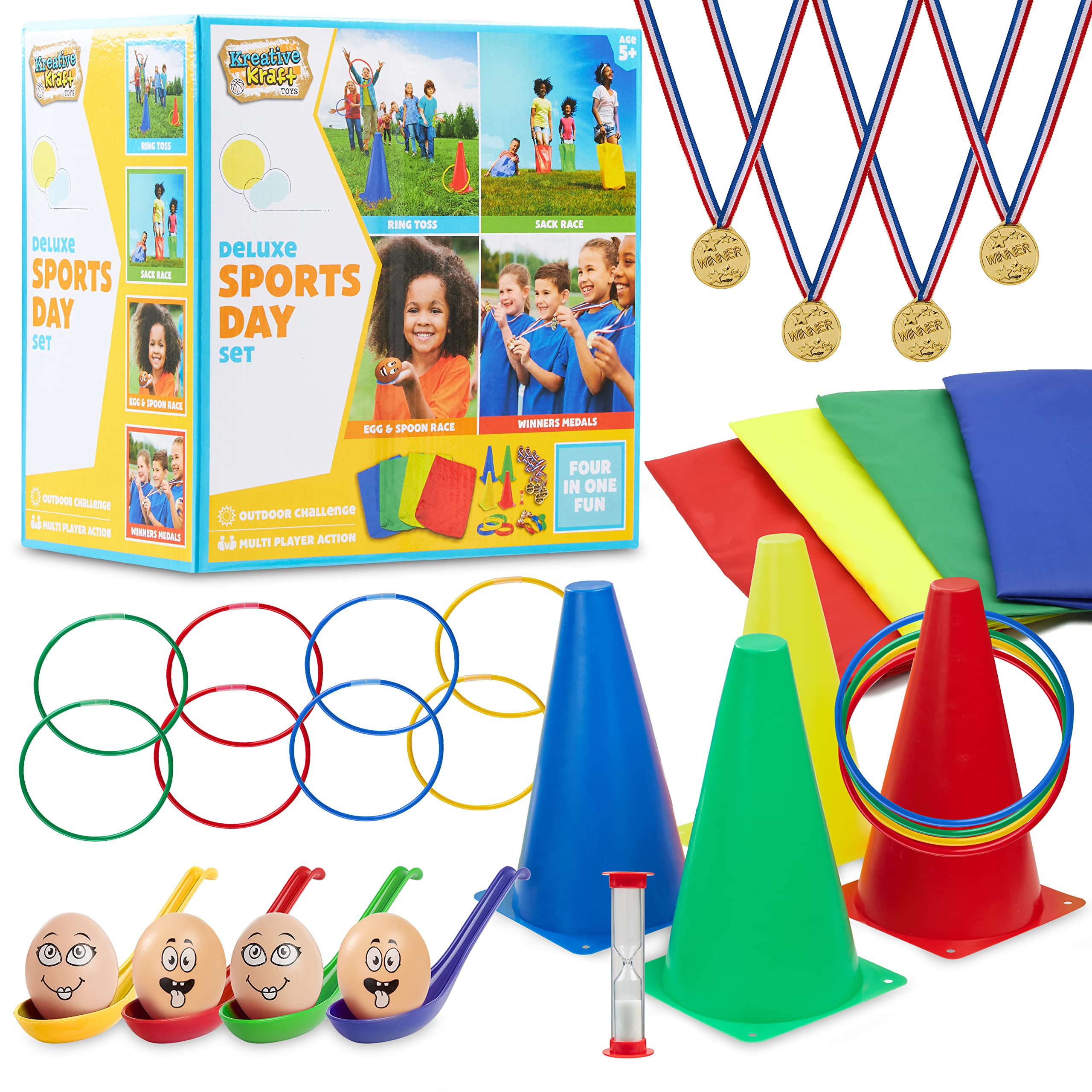 Buy KreativeKraft Outdoor Games for Kids Sports Day Kit Egg and Spoon