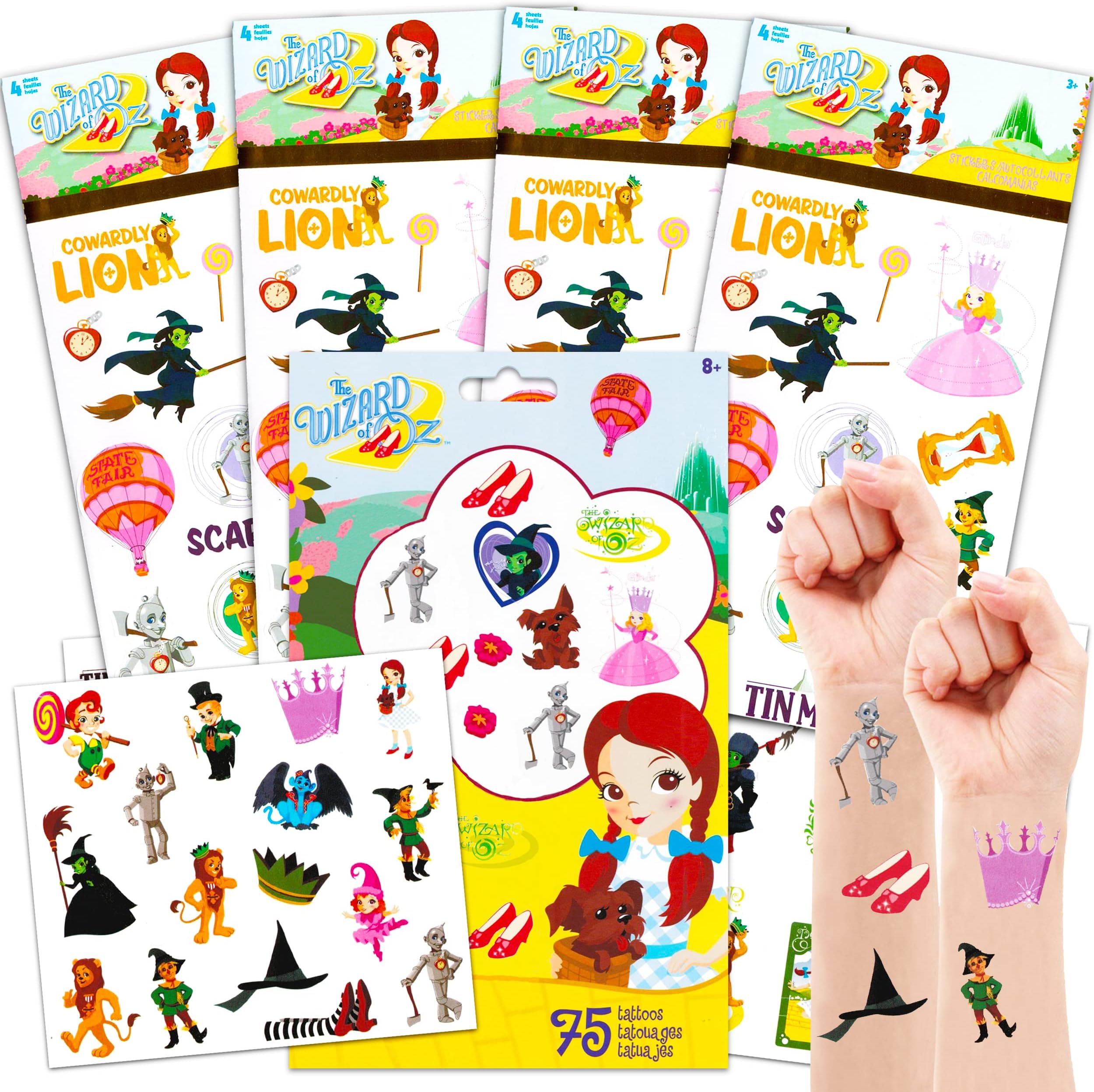 The Wizard of Oz Party Supplies Bundle - 75 Temporary Tattoos & 100 Stickers for Walls, Bottles & More