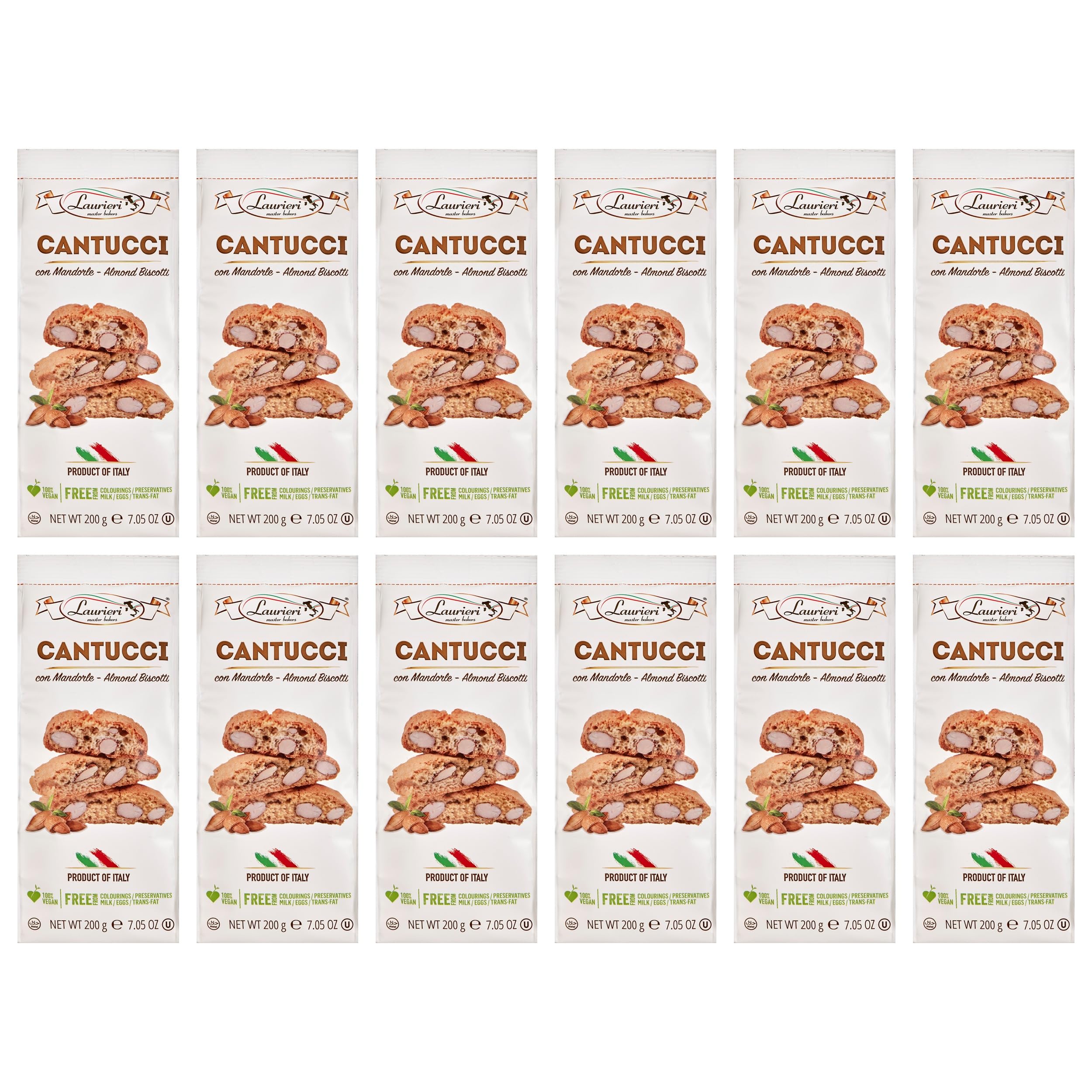 Laurieri Cantucci mit Mandeln aus Italien inkl. FeinWert E-Book (12 x 200 g)