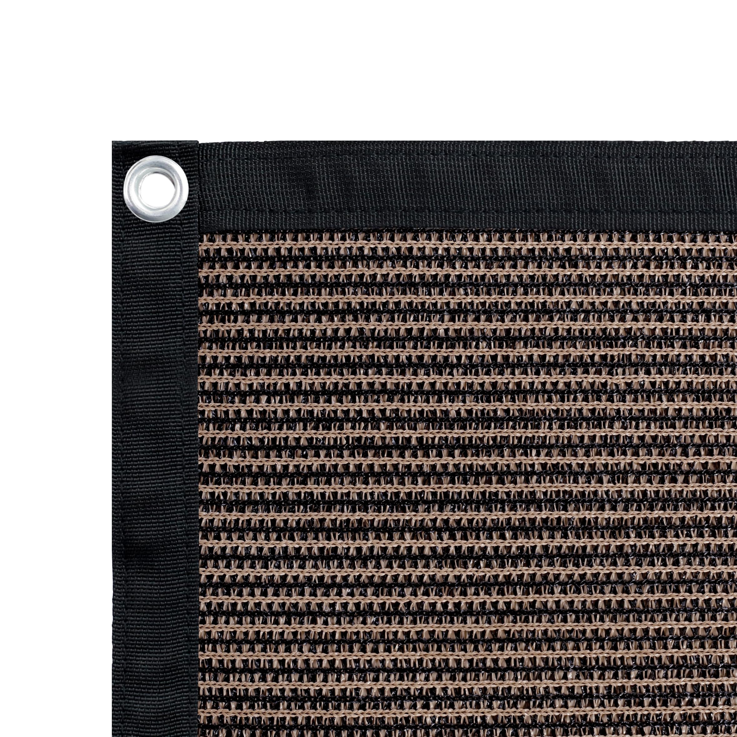 Shatex90% Sun Shades for Patios 10x 20ft Shade Fabric Sun Shade Cloth Taped Edge with Grommets Sun-Block Mesh Shade for Pergola Cover Canopy Mocha, 12 Bungee Balls