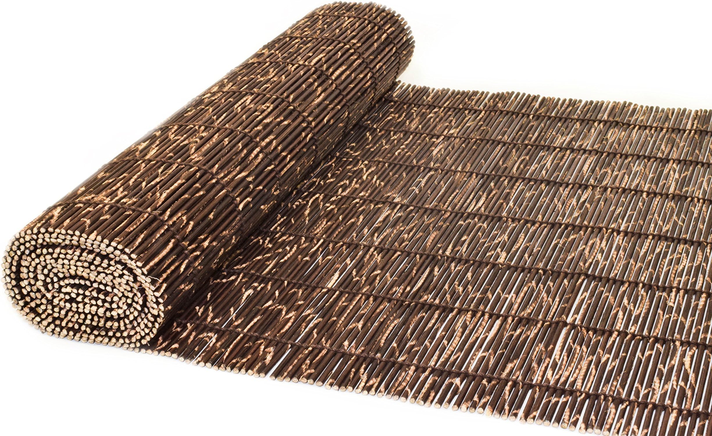 Bamboo Table Runner: 100% Natural Hand Woven Decorative Cover for Dinner and Coffee Table, Eco- Friendly Sustainable Materials, Elegant Style, Wooden Rustic Design (Freckled Brown, 14x72)