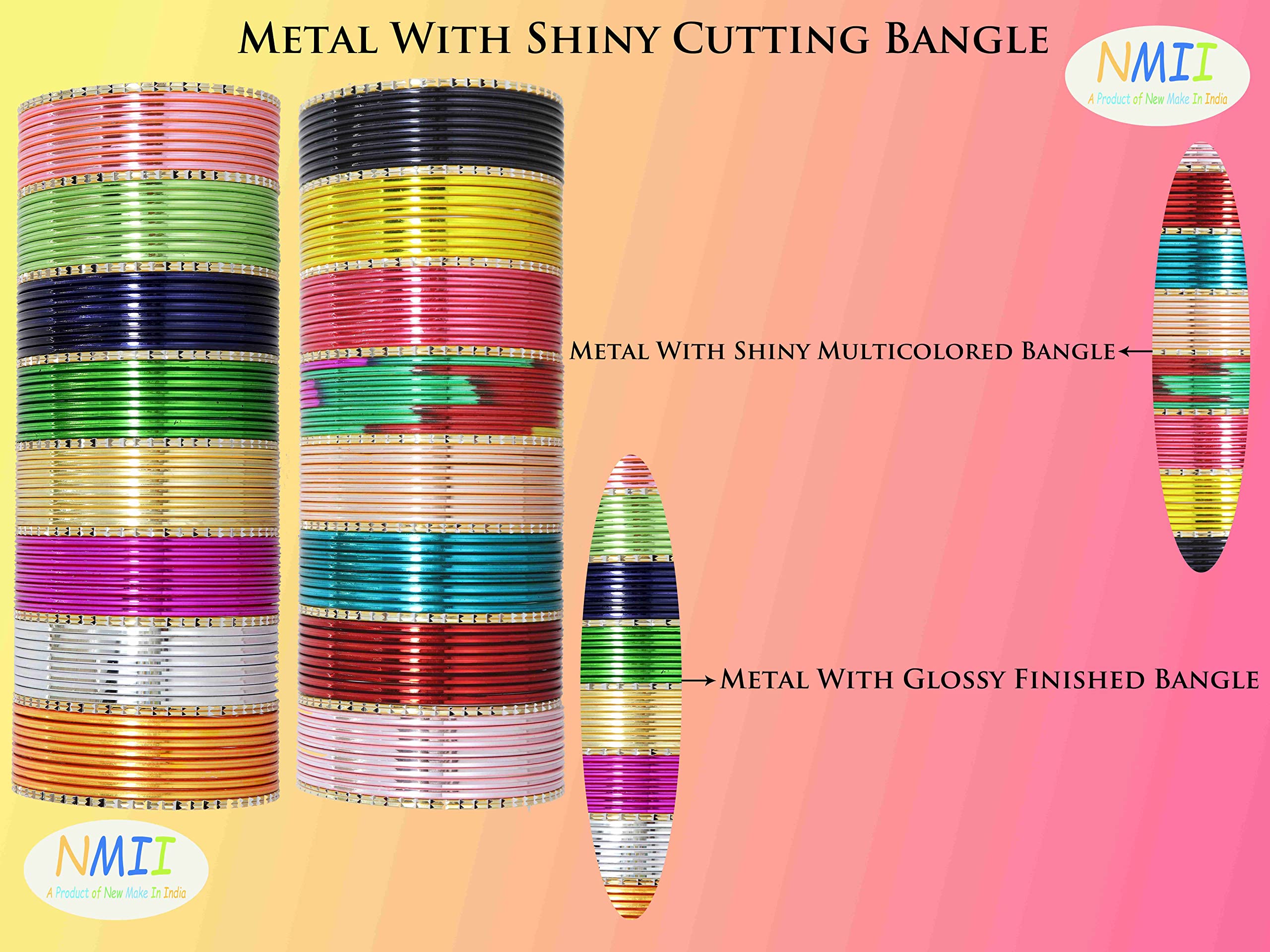 Base Metal Bangle Set for Women and Girls, Multi-Color, Pack Of 146