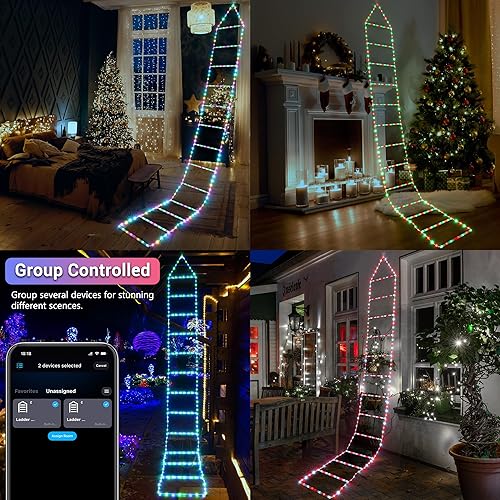 Miniatura 6 de Toodour Luces de decoración de Navidad para exteriores, luces de Navidad RGB inteligentes con Bluetooth y control por aplicación, luces LED de