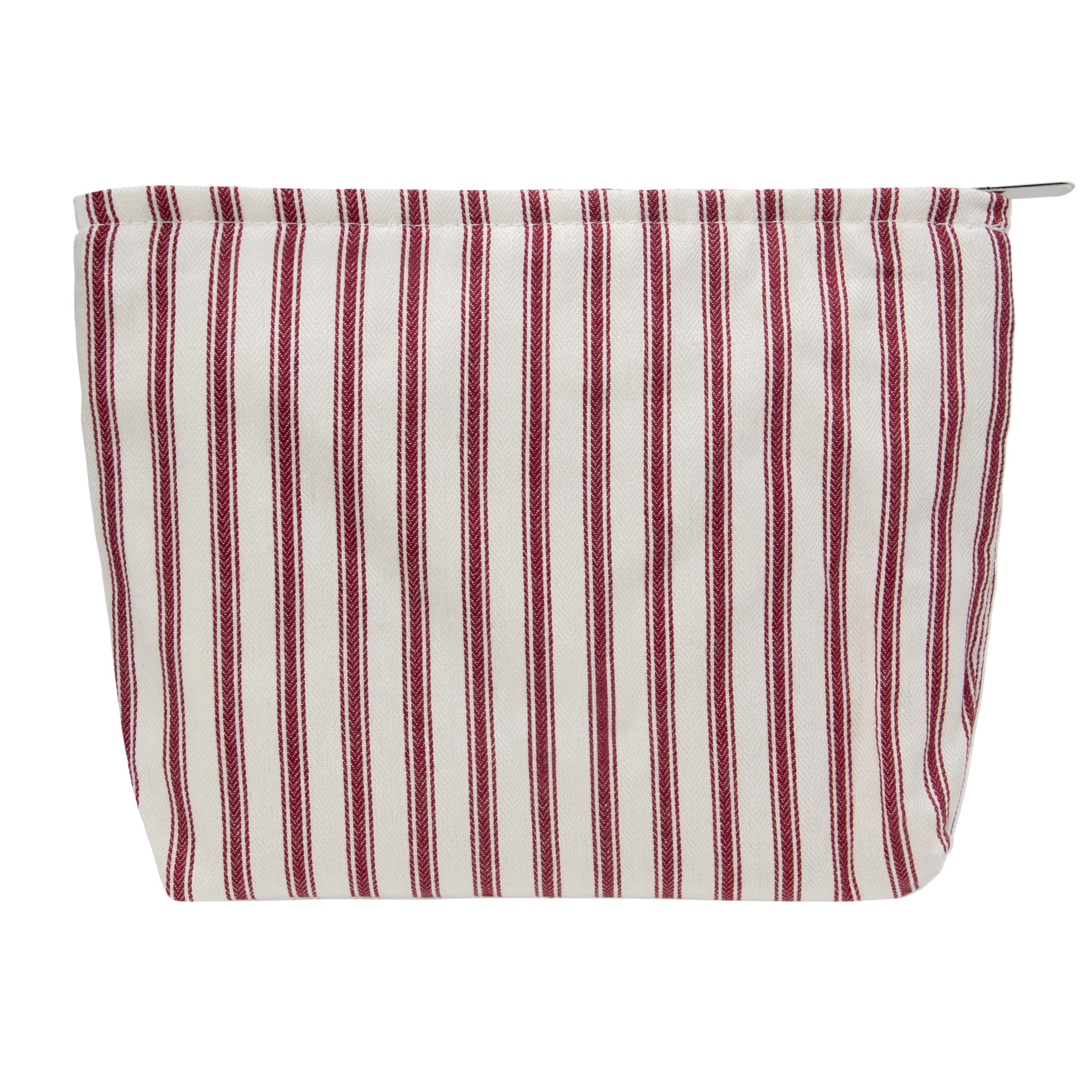 PAZIMIIK Make-up-Tasche mit Blumenmuster, Baumwolle, Reißverschluss, für Geldbörse, Reisen, Leinen, Make-up-Organizer für Damen, Kosmetik, Vintage-Stil, gestreift, Rot, Vintage Stripe Red, 10x7inch