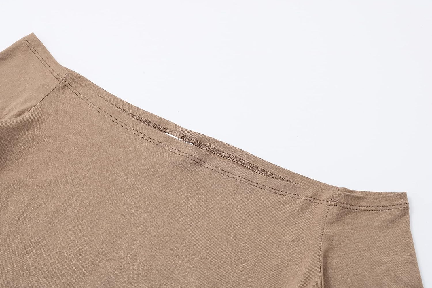 OThread & Co. Women's Off Shoulder Long Sleeve Crop Top Comfy Basic Stretch Layer Shirt - Image 5