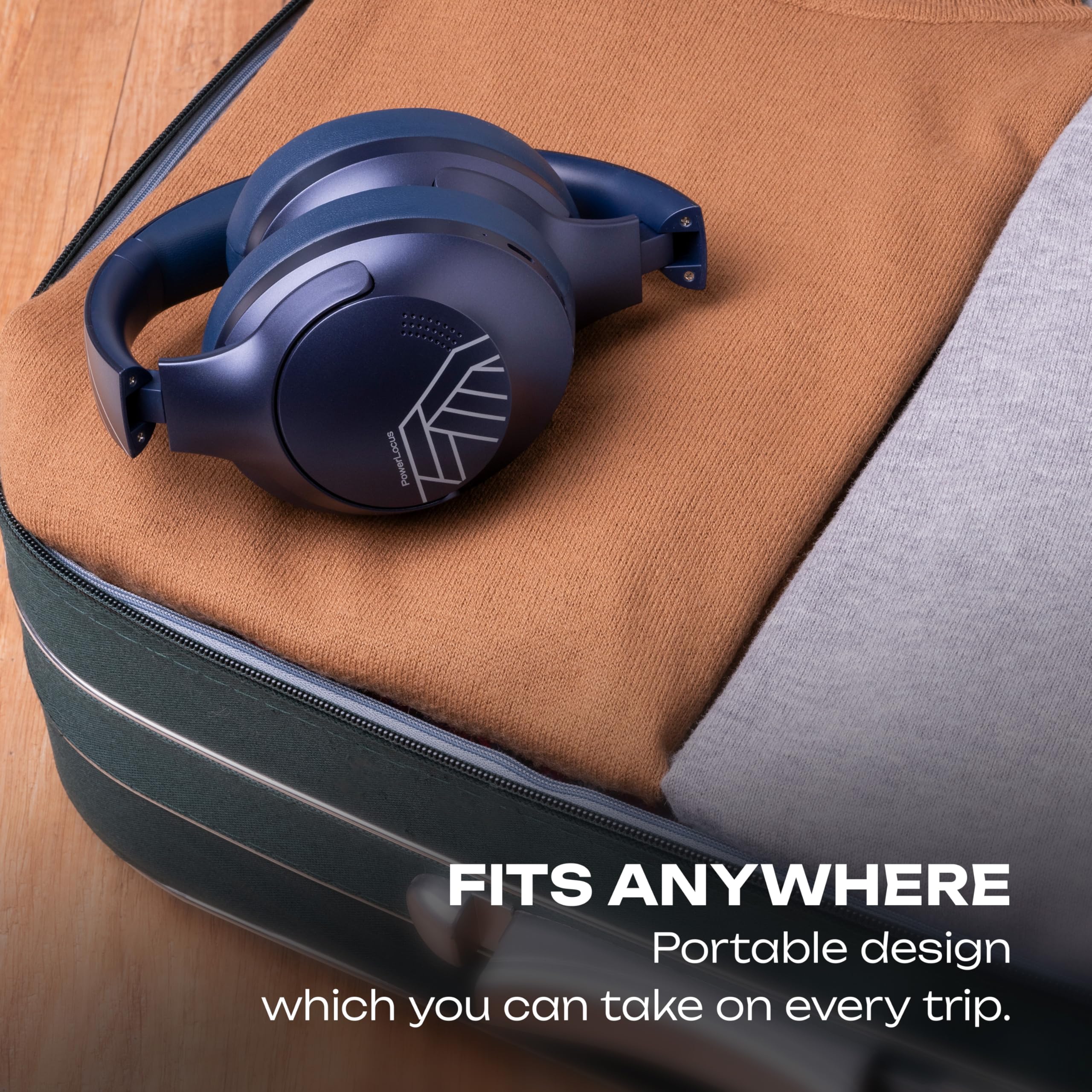 PowerLocus Auriculares Inalámbricos Bluetooth, 50 Horas de Reproducción, 4EQ Modos, Auriculares Inalámbricos Diadema Hi-Fi Sonido Estéreo, Audifonos Bluetooth con Micrófono, Plegables para Móviles/PC