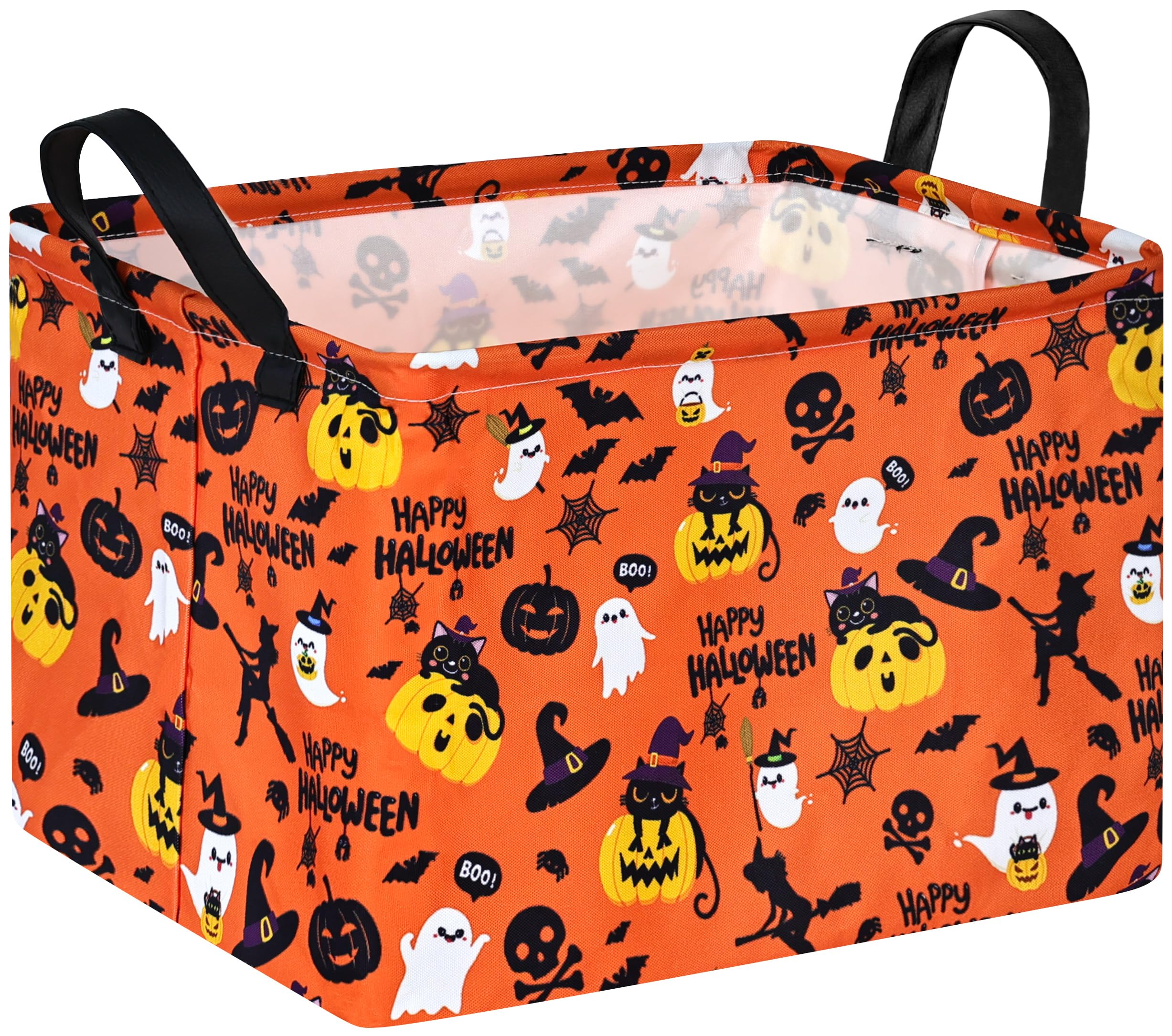 Halloween Pumpkin Ghost Storage Basket, Black Cat Spider Toy Organizer