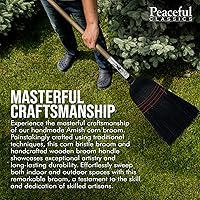 Vista 4 de Escoba de maíz Amish hecha a mano con mango de madera – Escoba resistente de 57 pulgadas para patio, vestíbulo y mercado, Escoba de paja 100%