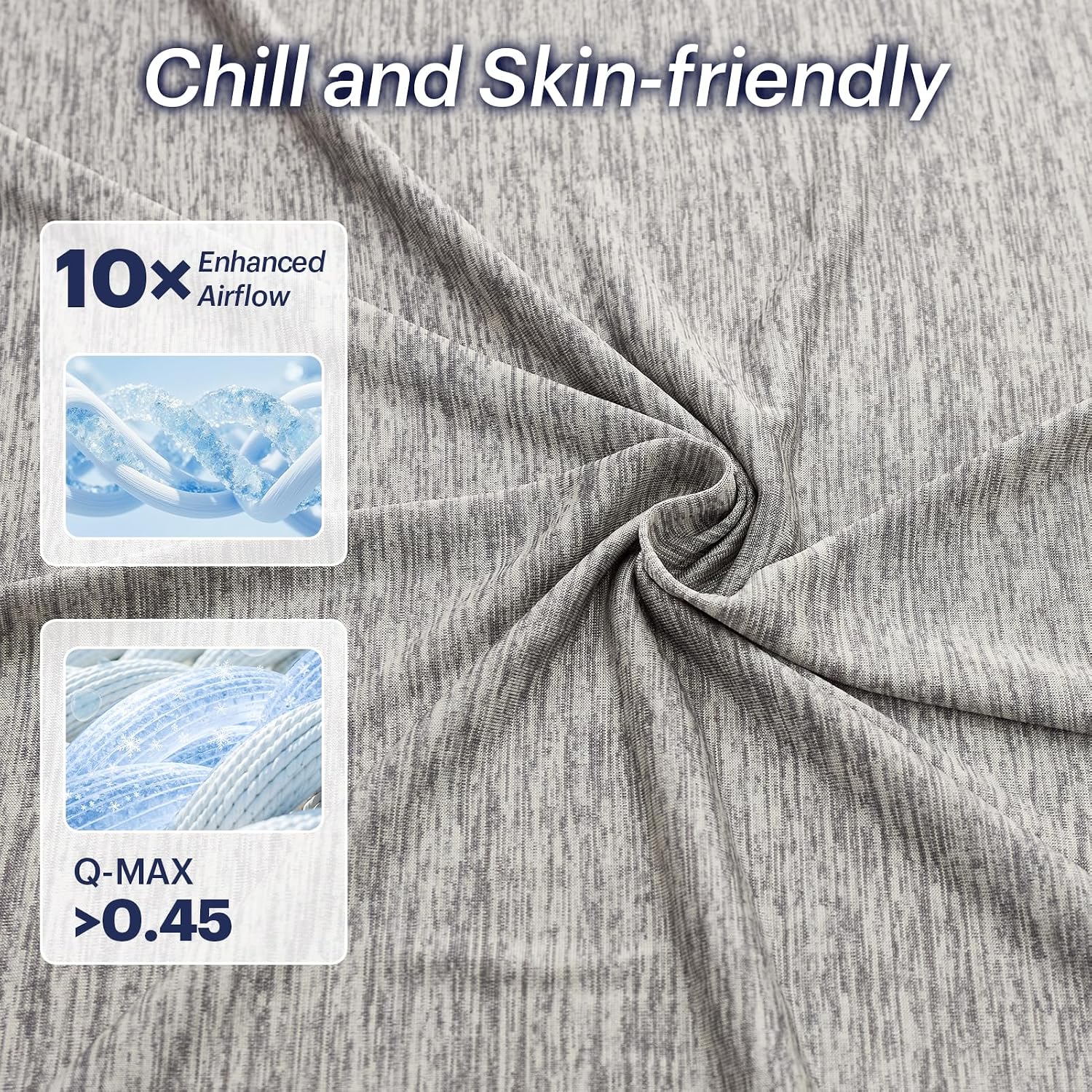 OMERAI 3PCS Cooling Sheet Set King Size, Breathable Bed Sheets, Grey